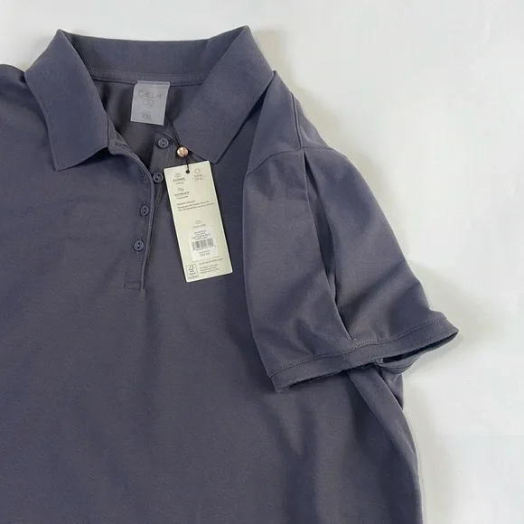 NWT Calia Pique Puff Sleeves Polo T-Shirt XXL Carbon Gray 3/4 Button Down Golf - Picture 9 of 16